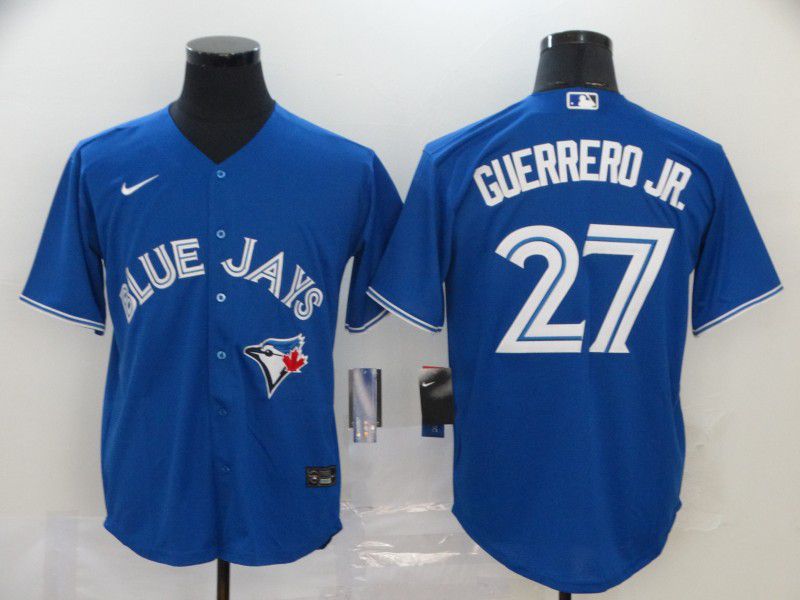 Men Toronto Blue Jays 27 Guerrero jr Blue Game MLB Jerseys